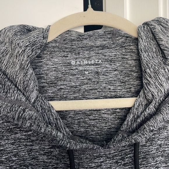 Athleta Uptempo Short Hoodie Pullover Charcoal Grey Long Sleeve - Picture 3 of 6